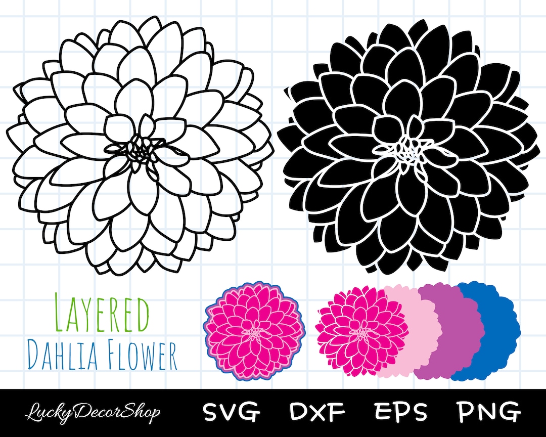 Dahlia SVG Layered Flower Svg Flower Svg Silhouette - Etsy New Zealand