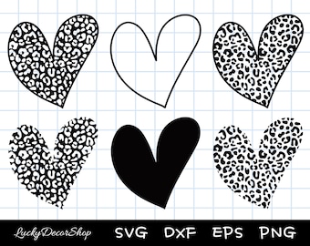 Leopard Heart SVG, Heart svg, Heart Cut Files, Instant Download, Silhouette, Cricut, Svg,Png,Dxf, Eps