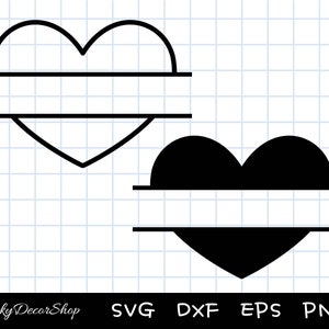 Split Heart svg, Heart SVG, silhouette, cricut, cut file, Svg, Dxf, Eps, Png, Digital download