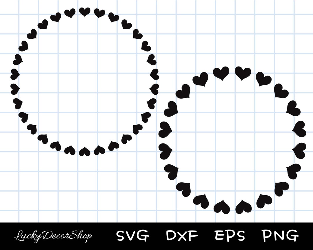 Heart Circle Frame SVG, Valentine's Day Frame, Cut Files, Silhouette, Cricut, Svg,png,dxf, Eps