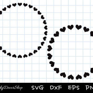 ハート サークル フレーム SVG、バレンタイン デー フレーム、カット ファイル、シルエット、Cricut、SVG、Png、Dxf、Eps