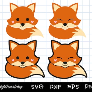 Fox SVG, Cute Fox Svg, Cut Files, Silhouette, Cricut, Svg,Png,Dxf, Eps