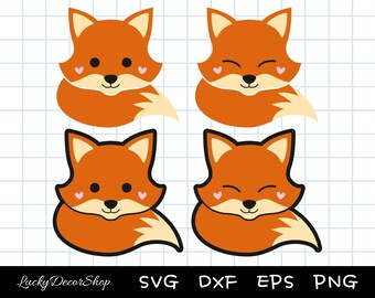 Fox SVG, Cute Fox Svg, Cut Files, Silhouette, Cricut, Svg,Png,Dxf, Eps