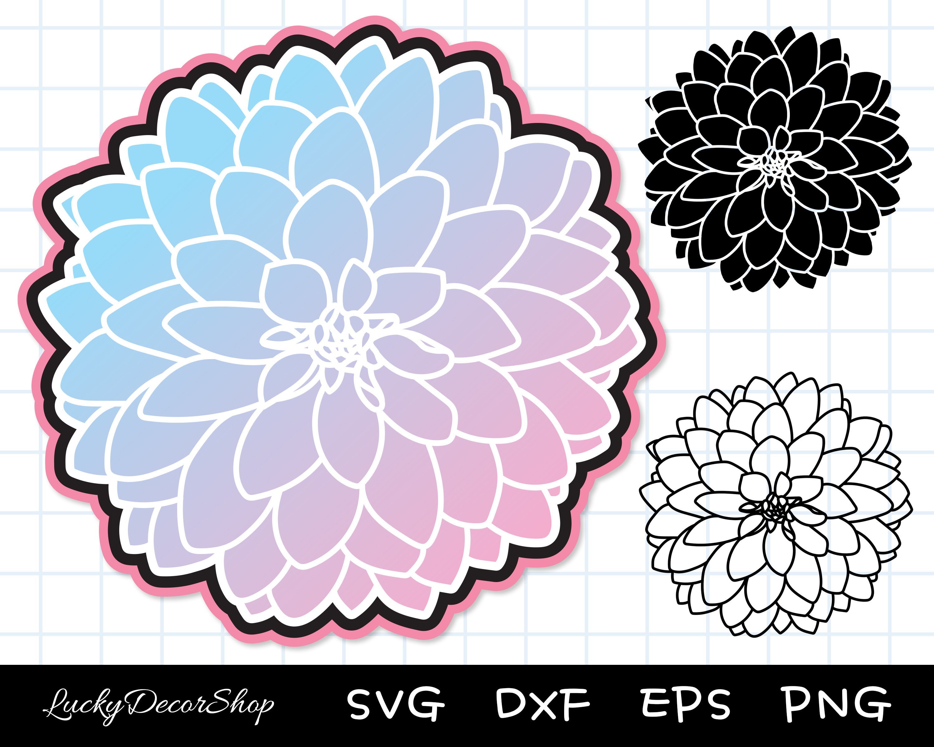 Dahlia SVG Layered Flower svg Flower Svg silhouette - Etsy España