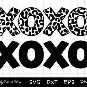 Léopard Xoxo Svg, Svg, Svg Xoxo, Saint-Valentin, couper des fichiers, Silhouette, Cricut, Svg, Png, Dxf, Eps