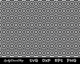 Formas de padrão hexagonal SVG, padrão SVG, geométrico SVG, arquivos de corte, silhueta, Cricut, DXF, PNG, EPS