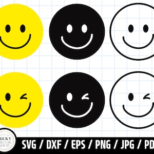 Smile Svg, Happy Face SVG, Smiley Face Clipart, Happy Svg, Smiley Face Silhouette Cut File, Cricut, dxf, eps, png, Vector, DIGITAL