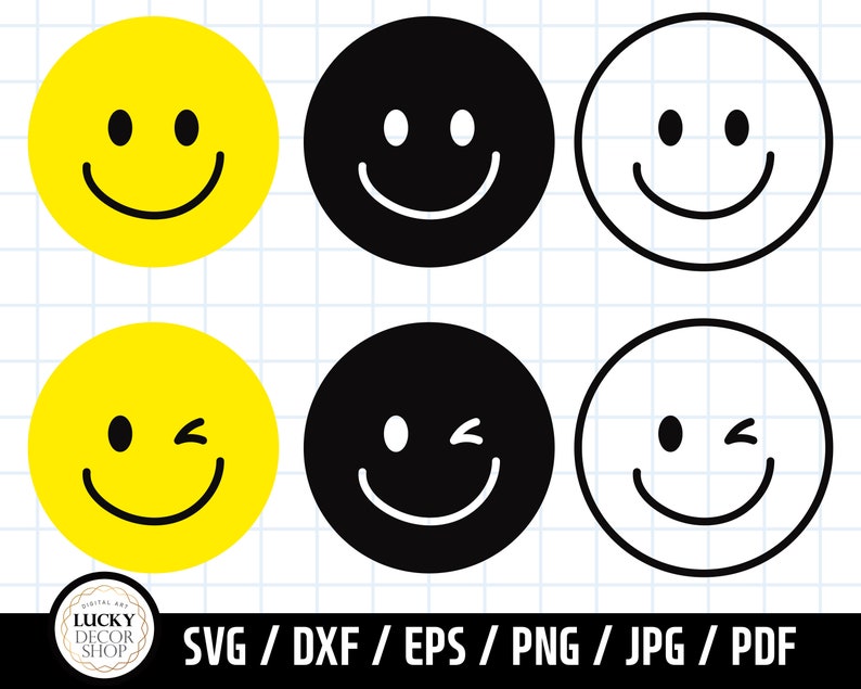 Smiley Face Clipart Smile Svg Happy Svg Cricut eps Smiley Face Silhouette Cut File Happy Face SVG DIGITAL png dxf Vector
