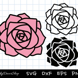 Roos SVG, bloem Svg, roos gesneden bestanden, gelaagde rozenbloem, silhouet, Cricut, Svg, png, dxf, eps