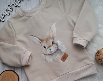 Handmade Sweatshirt in verschiedenen Größen, Ostern, Hase, Kaninchen, geliebt, ootd, unisex, Geschenk, Lieblingsteil