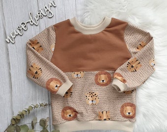 Handmade Sweatshirt in verschiedenen Größen, Löwe, Tiger, Leopard, Safari, ootd, Geschenk, Babyparty, unisex, Afrika, Lieblingsteil