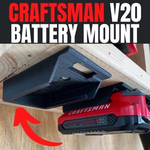 Craftsman V20 Battery Mount | Tool Storage Organizer | 3D Printed