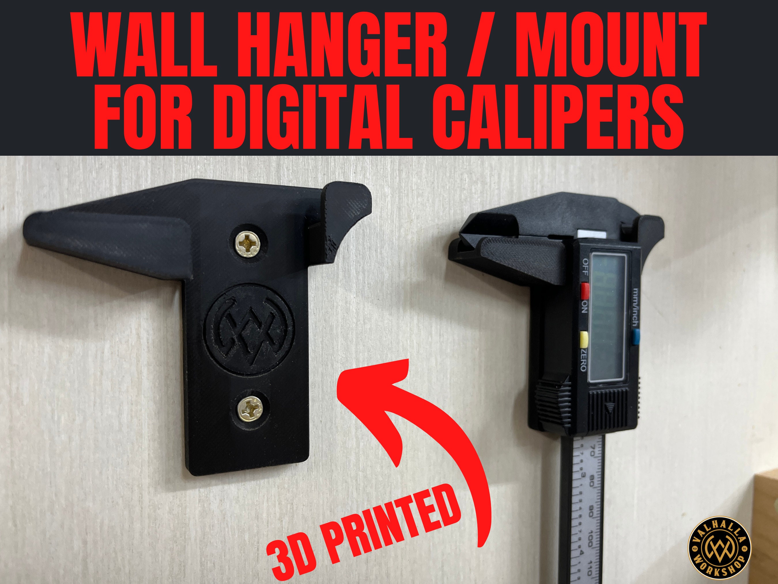 Digital Caliper Mount / Holder | Tool Storage Organizer | 3D Printed