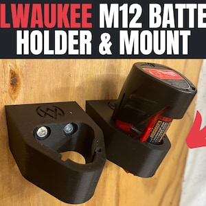 Milwaukee M12 Battery Mount / Hanger | Tool Storage Organizer | 3D Printed