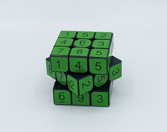3x3x3 Cubo de Sudoku amarillo-verde / Puzzle / Hecho a mano
