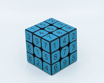 3x3x3 Turquoise Blue Sudoku Cube / Puzzle / Hecho a mano