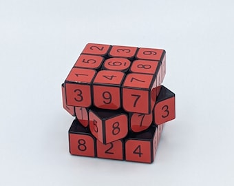 3x3x3 Cubo de Sudoku Rojo Sangre / Puzzle / Hecho a mano