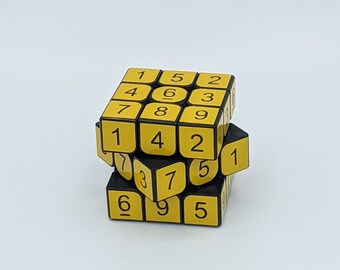 3x3x3 señal amarilla sudoku cubo / rompecabezas / hecho a mano