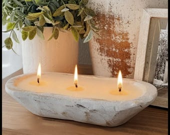 Hand Carved Dough Bowl Candle: Natural Soy Wax, Clean Burn Scents/ FREE SHIPPING