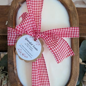Hand Carved Rustic Wood Dough Bowl Candle: Natural Soy Wax, Clean Burn Fragrance image 3