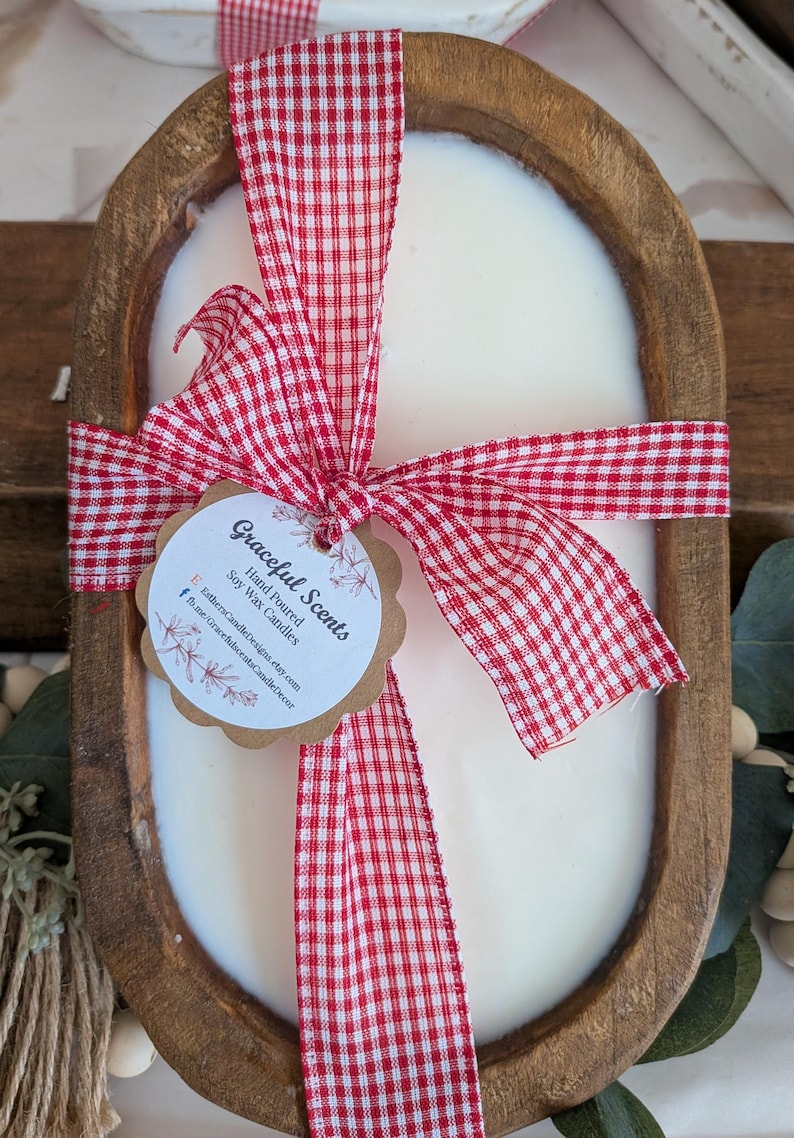 Hand Carved Rustic Wood Dough Bowl Candle: Natural Soy Wax, Clean Burn Fragrance image 3