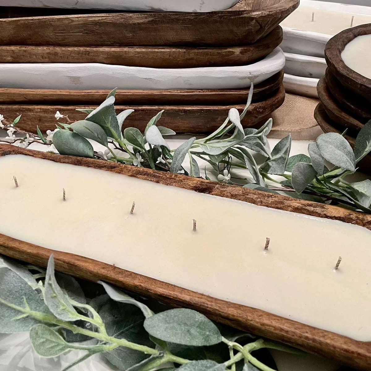 Dough Bowl Candle: Hand Carved Baguette Wood Bowl Candles/clean Burn Scents/natural Soy/ Boho/ Wood Farmhouse Decor/ Makes a Perfect Gift/ Christmas Holiday - Etsy