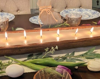 Extra Large Dough Bowl Candle: Hand-Carved Spanish Oak , All natural Soy Wax, Centerpiece