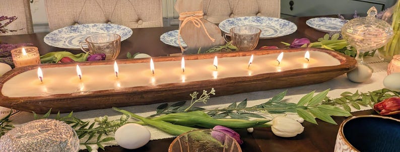 Extra Large Dough Bowl Candle: Hand-Carved Spanish Oak, Natural Soy Wax, Centerpiece Candle immagine 1