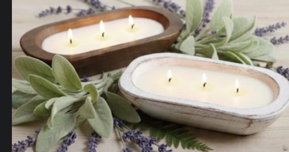 Hand Carved Rustic Wood Dough Bowl Candle: Natural Soy Wax, Clean Burn Fragrance