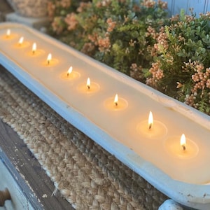 Extra Large Grand  Dough Bowl Candle: Hand Carved Wooden Table Decor / Rustic wood