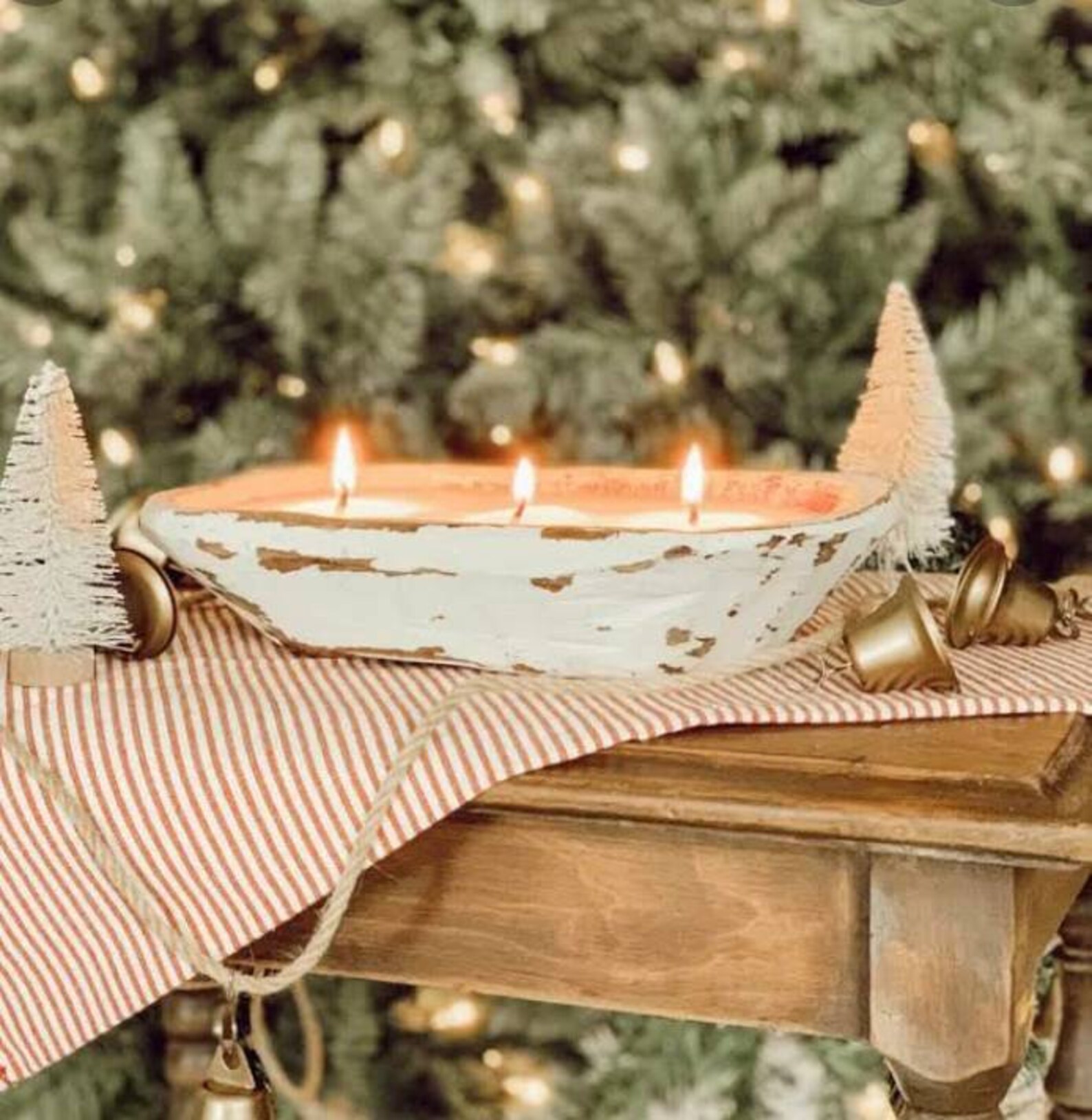 Two Hand Carved Wood Dough Bowl Candles/ Natural Soy Wax/boho Etsy