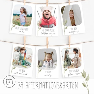 39 affirmation cards for children to print out, encouragement, positive beliefs, encouragement cards, Montessori download, real pictures