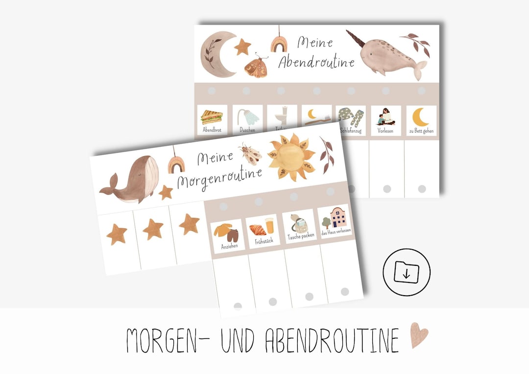Morning and Evening Routine for Children to Print, Routine Plan Boho ...