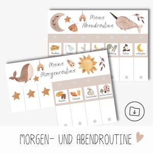 Routine mattutina e serale per bambini da stampare, piano di routine boho, download digitale delle carte di routine Montessori