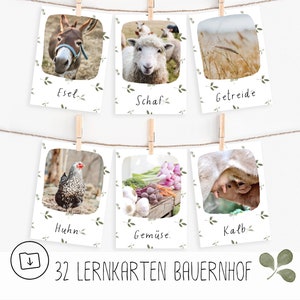 32 flashcards "A la Ferme" à imprimer pdf, flashcards Montessori maternelle, flashcards préscolaire et primaire, à télécharger
