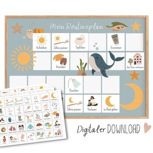 Rotina matinal e noturna para as crianças imprimirem, plano de rotina na selva, download digital de cartões de rotina Montessori