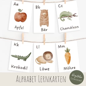 Alphabet Lernkarten zum Ausdrucken pdf, Montessori Buchstabenkarten Kindergarten, Flashcards Vorschule und Grundschule, download
