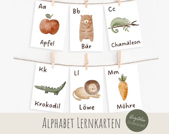 Cartes d'apprentissage de l'alphabet à imprimer pdf, cartes lettres Montessori maternelle, flashcards préscolaire et école primaire, télécharger