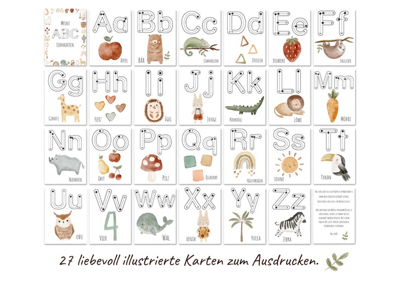  Alphabet Learning Cards to Print Out Pdf, First Writing, Tracing Bildidee 