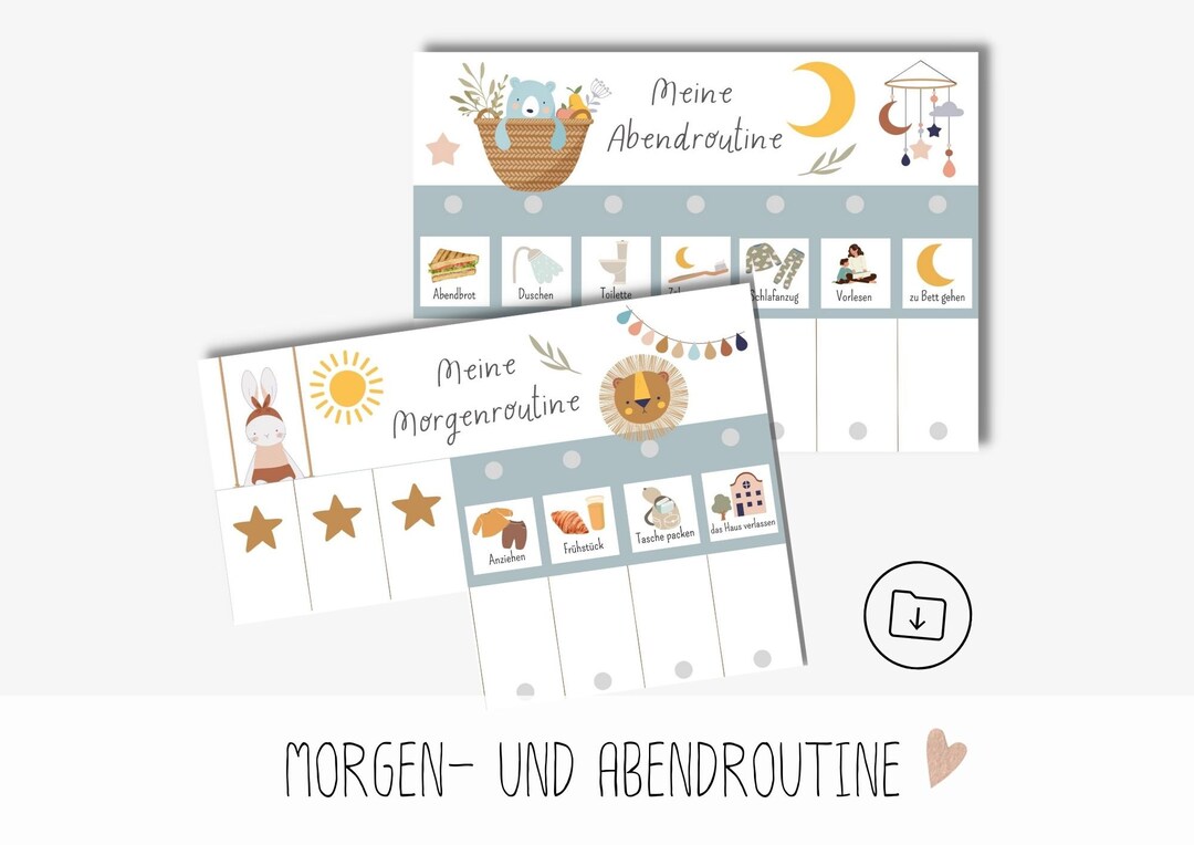 Morning and Evening Routine for Children to Print, Routine Plan Boho ...