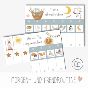 Routine mattutina e serale per bambini da stampare, piano di routine boho, download digitale delle carte di routine Montessori