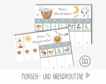 Morning and evening routine for children to print, routine plan boho, Montessori routine cards digital download