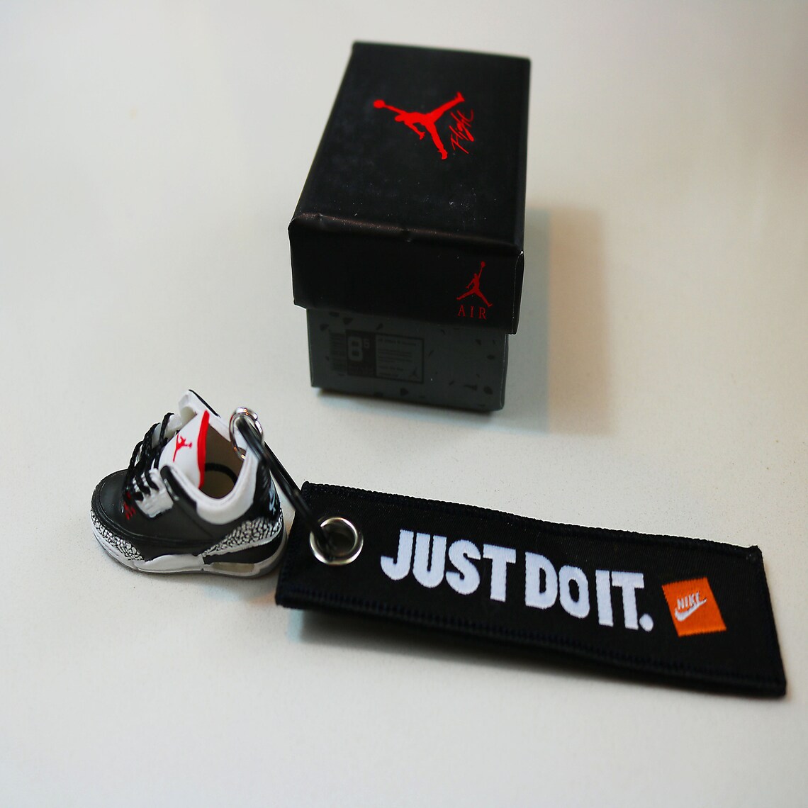 Mini Sneakers 3D Keychain PAIR Air Jordan 3 black Etsy