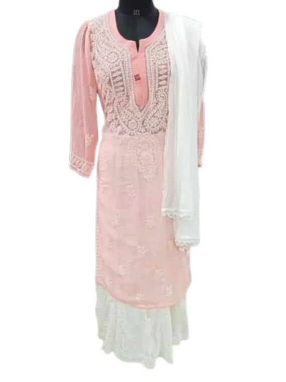 Beautiful Combo Pink Georgette Kurti kurta Embroidery Handicrafted