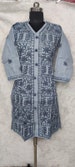 Beautiful Indian Women and Girls Chikan Embroidery Pure Cotton Straight Kurta/Kurti (Grey) 