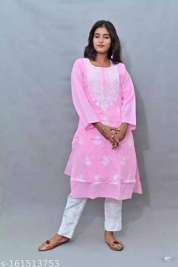 Designer Cotton Chikankari Kurti at Rs 599.00 | Chikan Kurtis | ID:  2852874792612