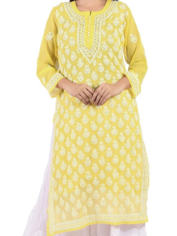 Yellow And Red Full Sleeves Round Neck Ladies Cotton Kurti For Casual Wear  Decoration Material: Paint at Best Price in Haridwar | New Fancy Saree House