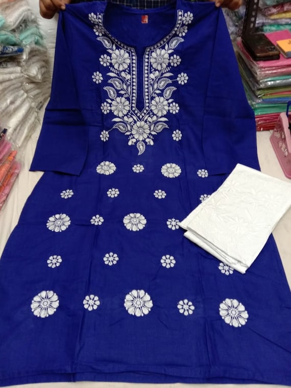 Pink Printed Cotton Chikankari Kurti - TheChikanLabel | Lucknow Chikankari  Kurtis & Suits