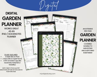Gardening Digital Planner, iPad Garden Journal, Goodnotes Planner (PDF Download)