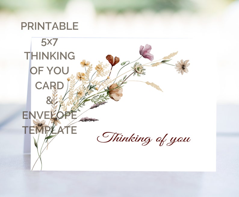 Thinking of You, Sympathy Card, Printable, Greeting Card, Digital Card ...
